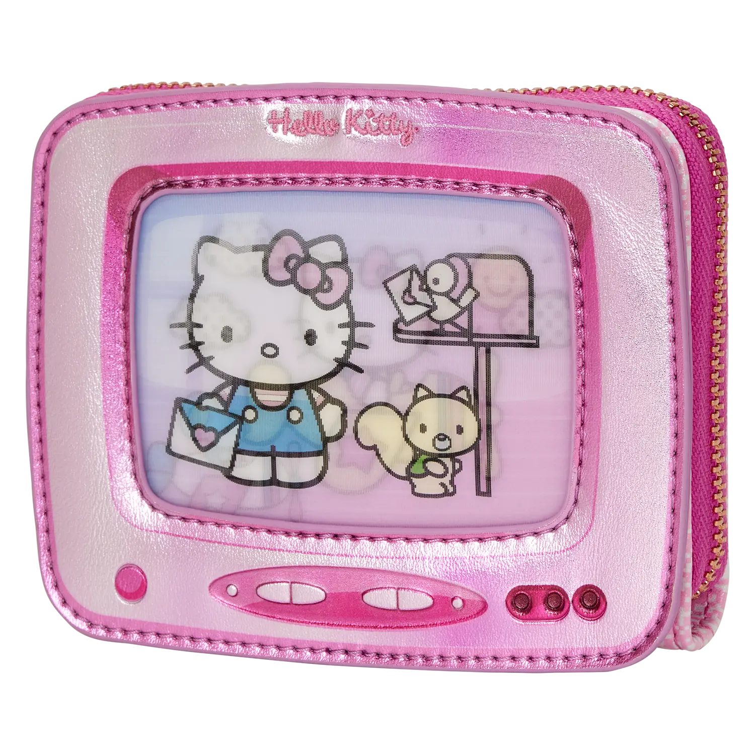 Sanrio Exclusive Hello Kitty Vintage TV Lenticular Zip Around Wallet