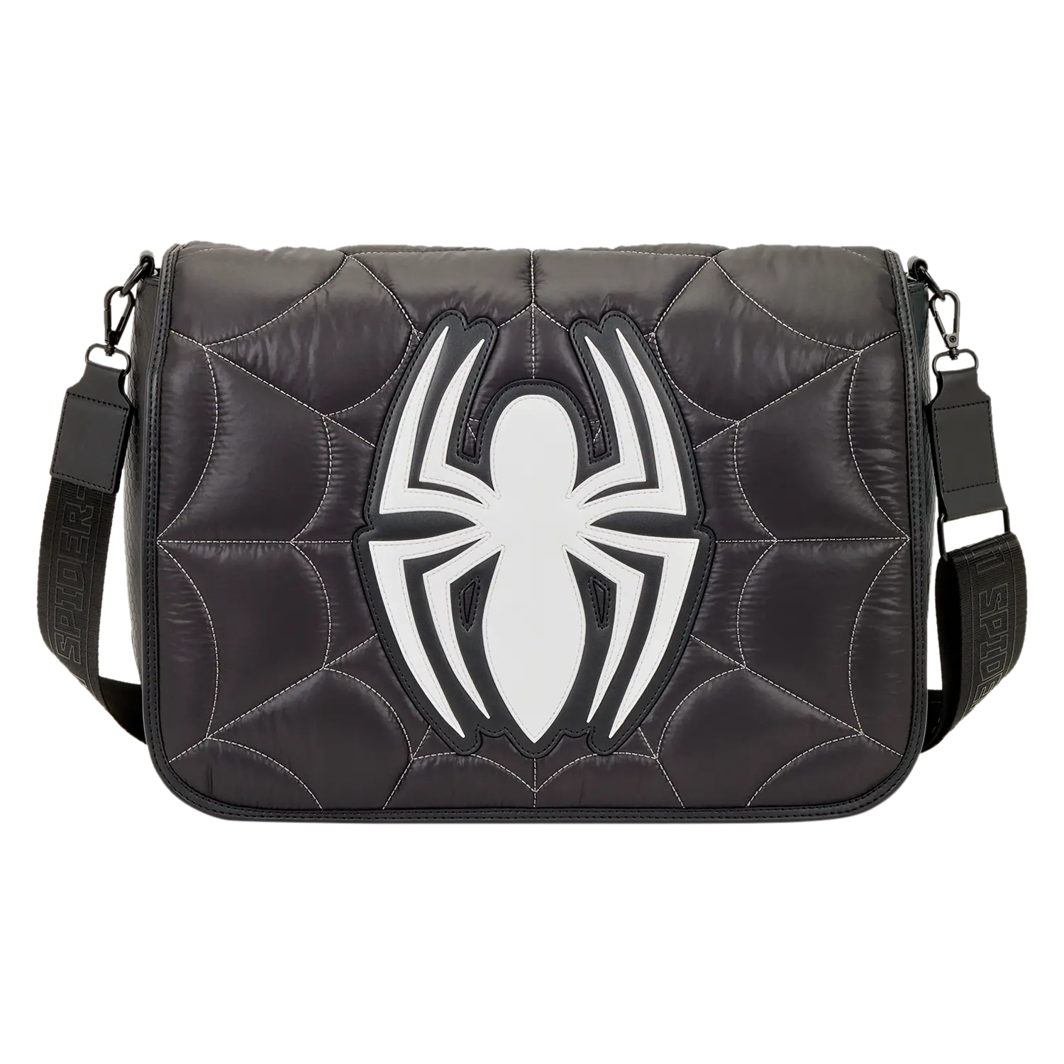 Spider-Man Black & White Suit Quilted Messenger Crossbody Bag