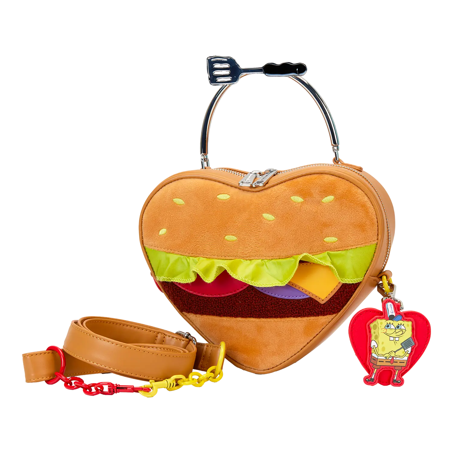 SpongeBob SquarePants Krabby Patty Plush Heart Figural Crossbody Bag