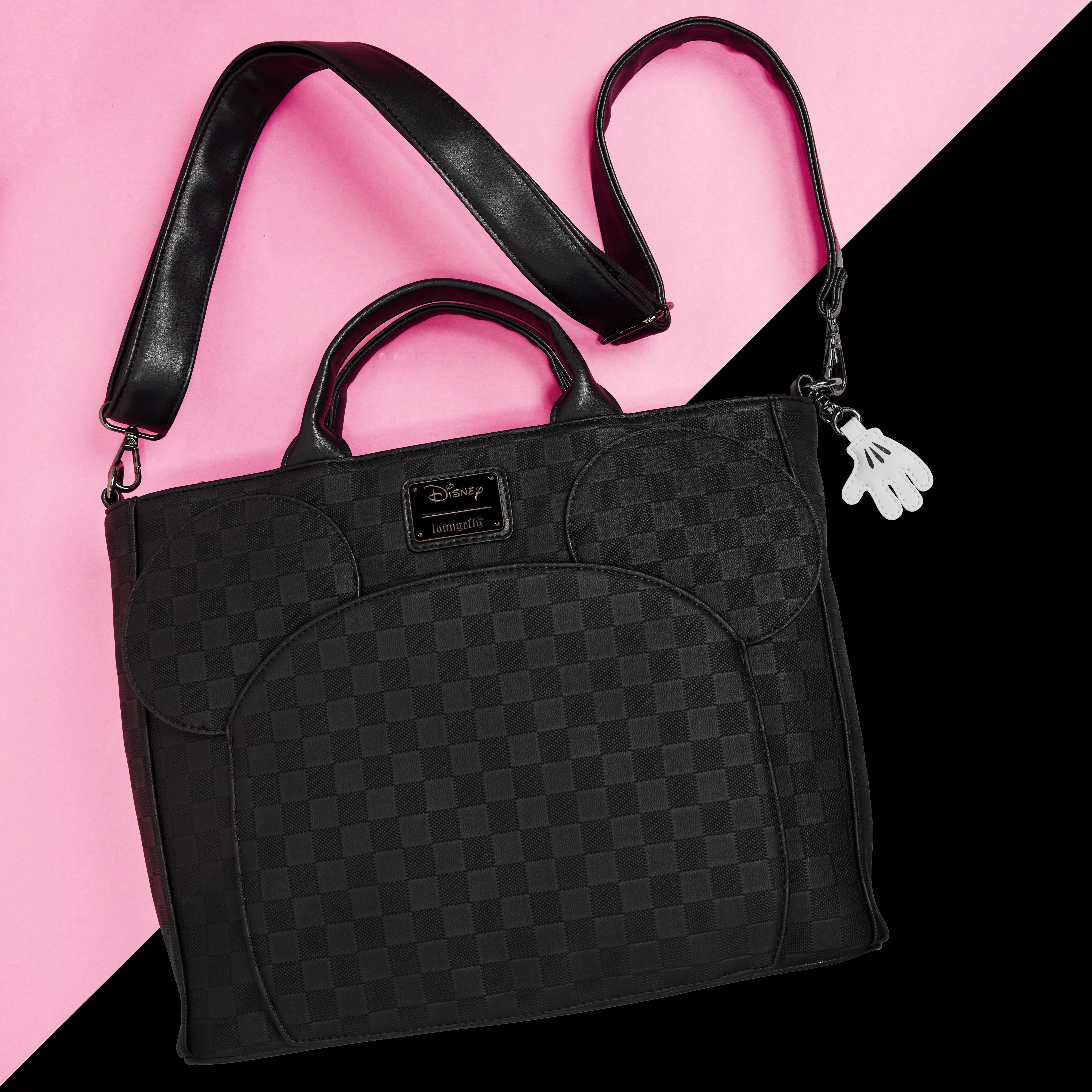 Mickey Mouse Checkered Texture Convertible Backpack & Tote Crossbody Bag - Image 2