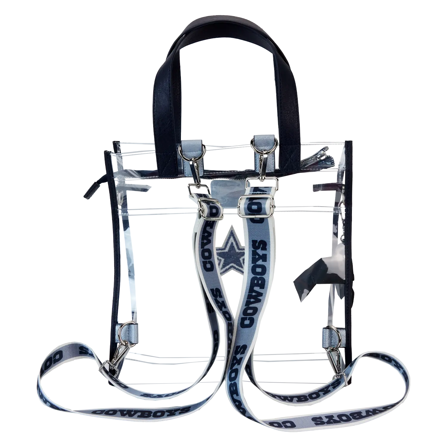 NFL Dallas Cowboys Clear Convertible Backpack & Tote Crossbody Stadium Bag - Image 6