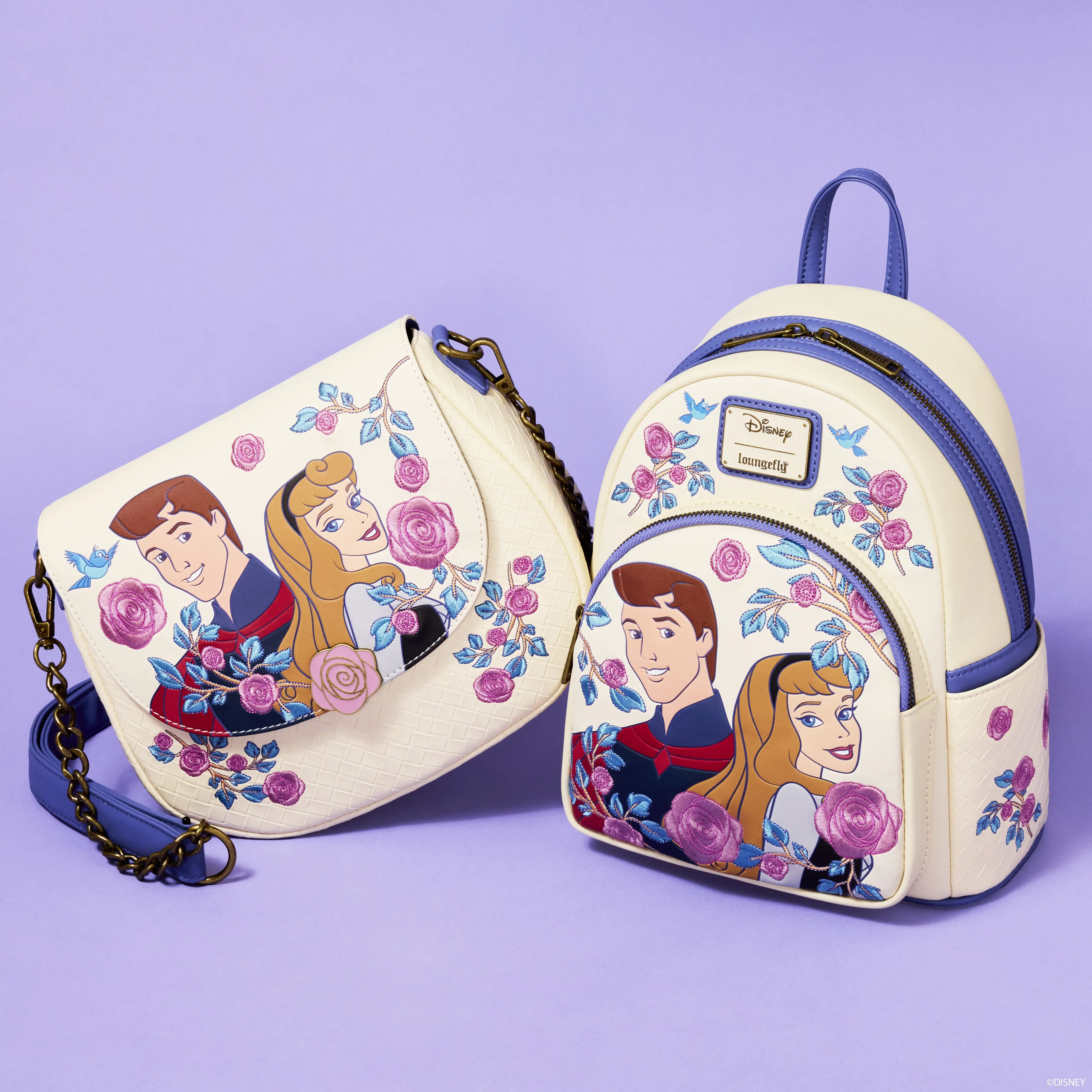 Sleeping Beauty Princess Aurora & Prince Phillip Floral Crossbody Bag - Image 3