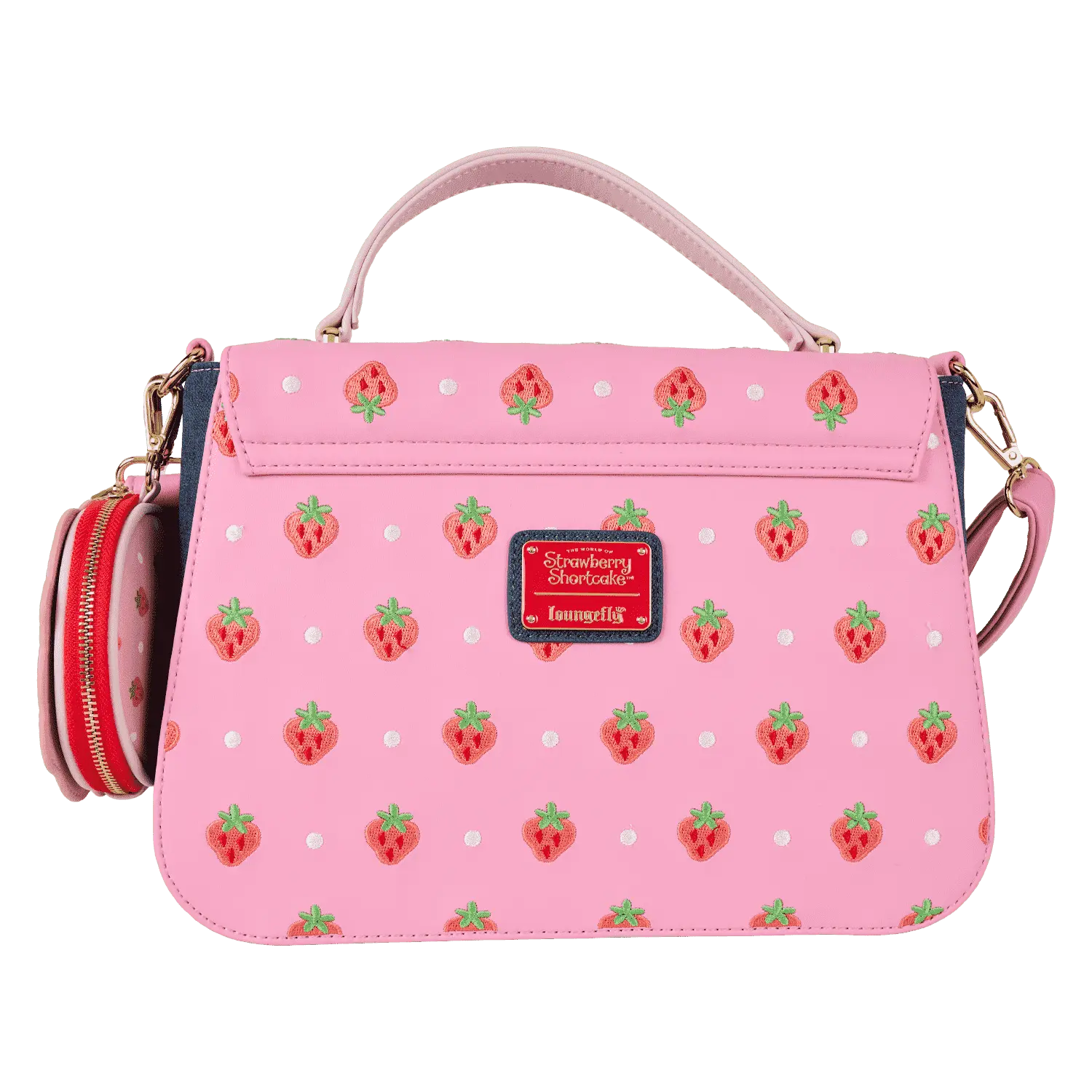Strawberry Shortcake Denim Gingham Crossbody Bag with Coin Bag - Image 4