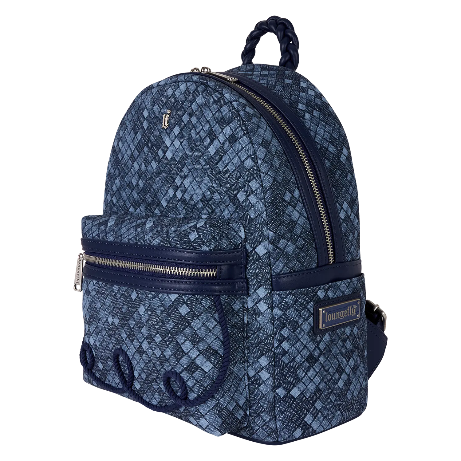 Loungefly Blue Checkered Mini Backpack - Image 3
