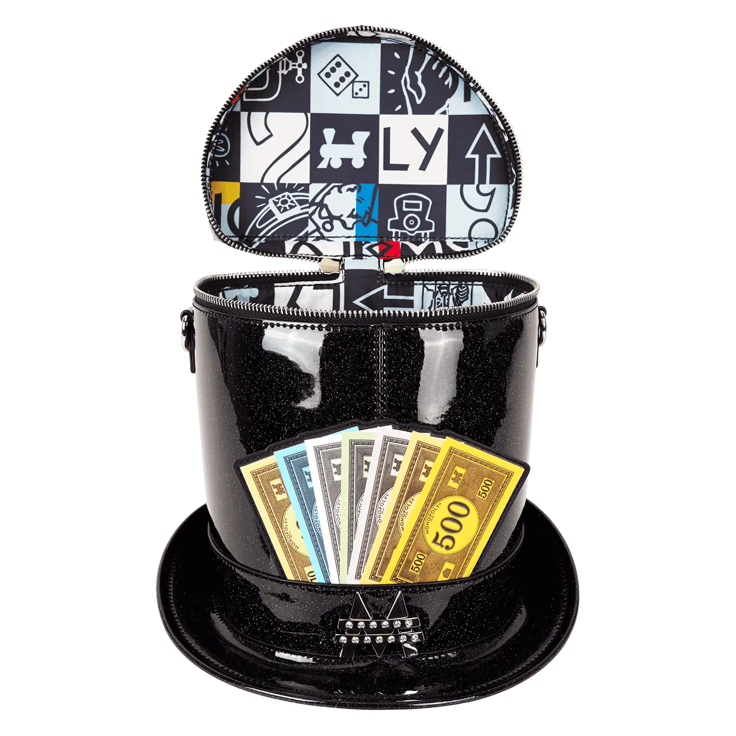 Monopoly 90th Anniversary Top Hat Glitter Figural Crossbody Bag - Image 8