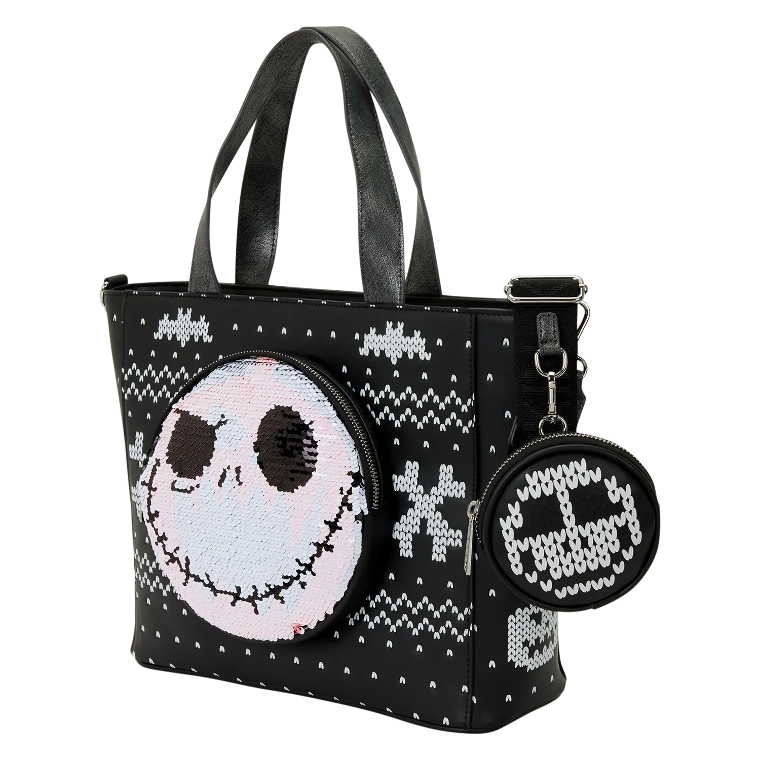 The Nightmare Before Christmas Jack Skellington Reversible Sequins Tote Crossbody Bag with Coin Bag - Image 8