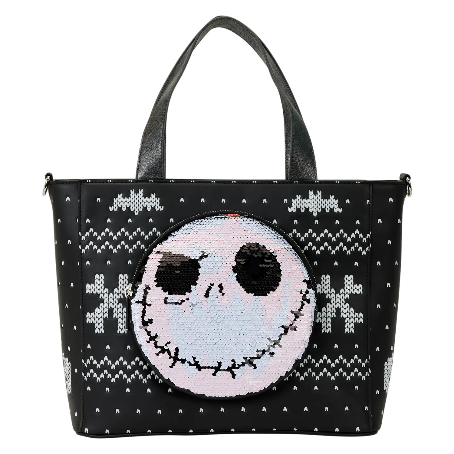 The Nightmare Before Christmas Jack Skellington Reversible Sequins Tote Crossbody Bag with Coin Bag