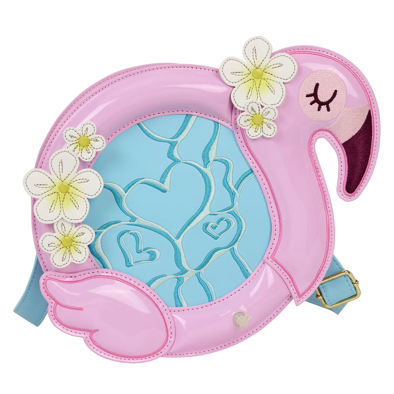Loungefly Flamingo Pool Float Figural Crossbody Bag with Coin Bag