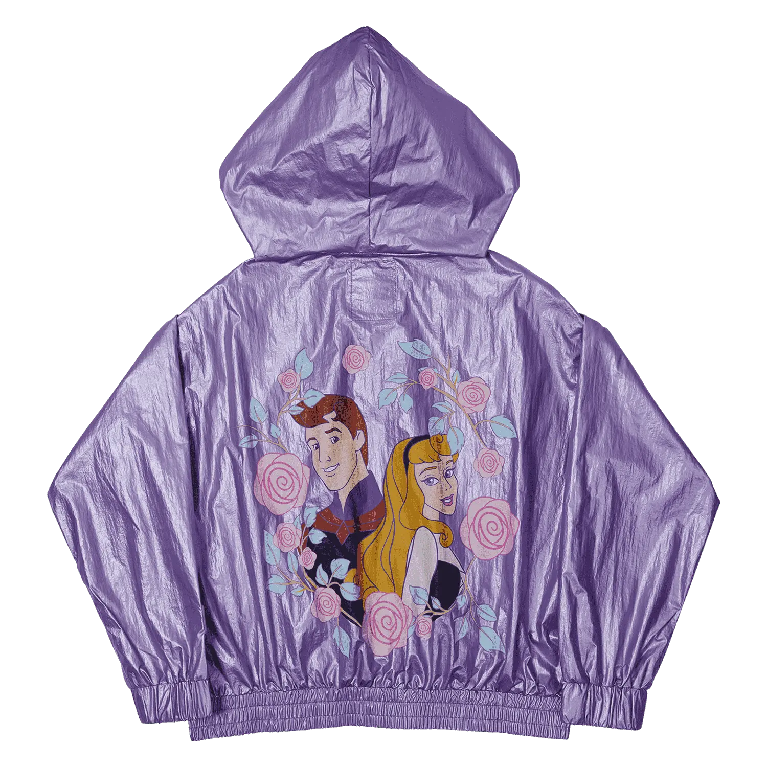 Sleeping Beauty Princess Aurora & Prince Phillip Floral Half-Zip Unisex Windbreaker Jacket - Image 4