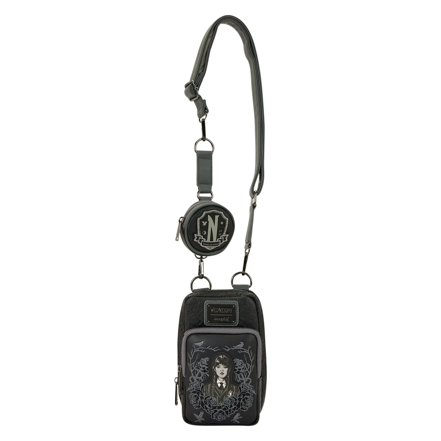 Wednesday Black Roses Cell Phone Crossbody Bag with Coin Bag - Image 5