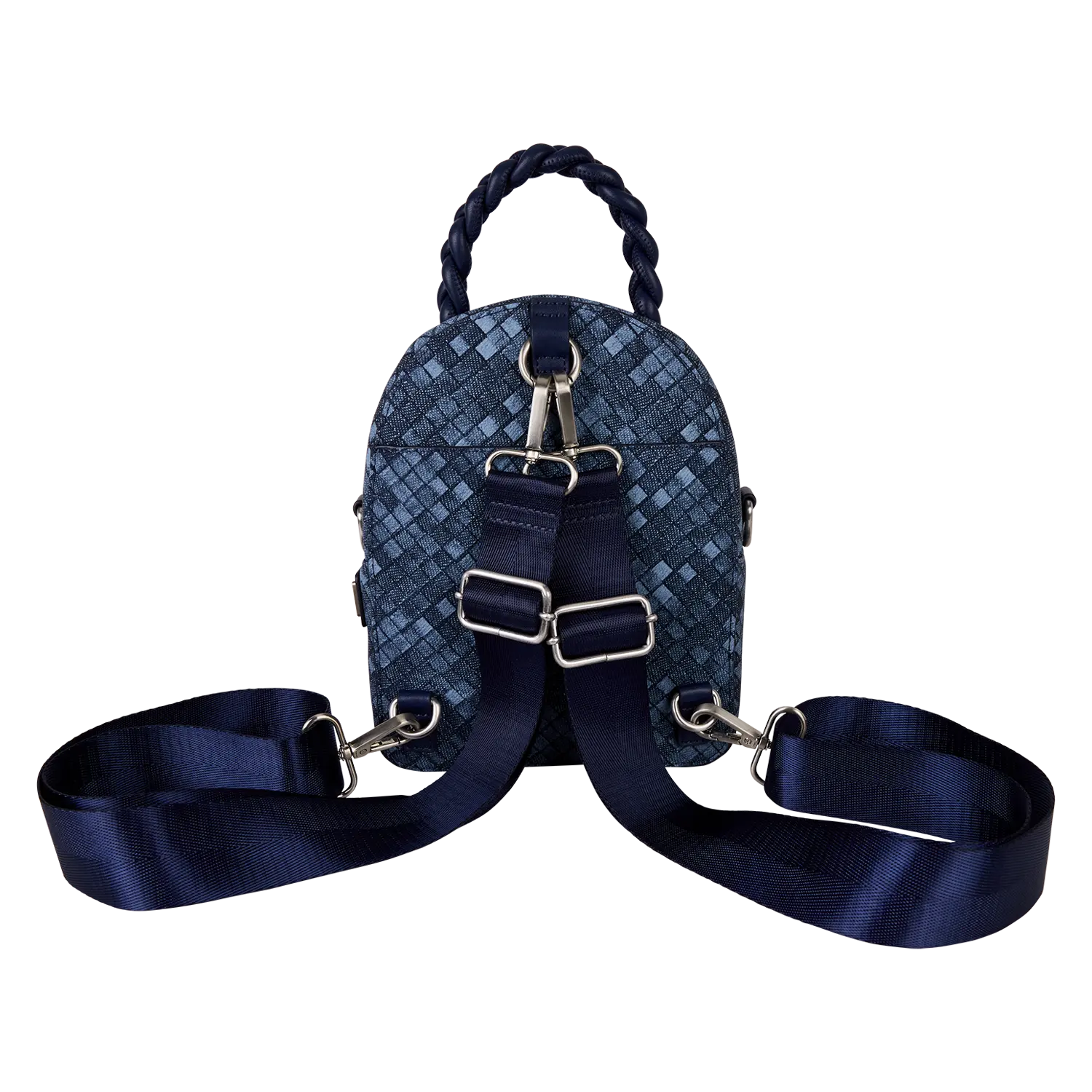 Loungefly Blue Checkered Convertible Mini Backpack & Crossbody Bag - Image 4