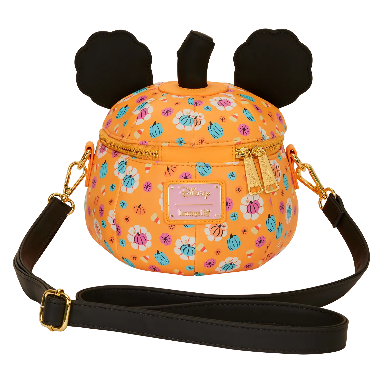 Mickey Mouse Floral Pumpkin Head Glow Figural Crossbody Bag - Image 6