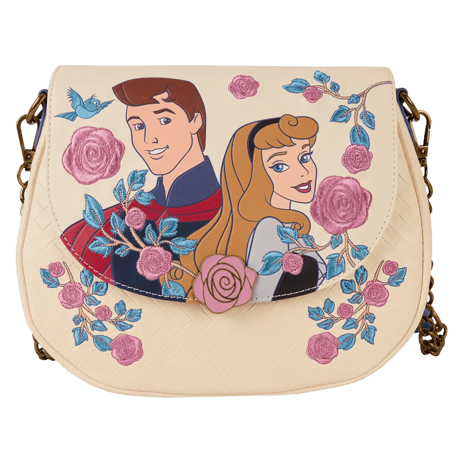 Sleeping Beauty Princess Aurora & Prince Phillip Floral Crossbody Bag