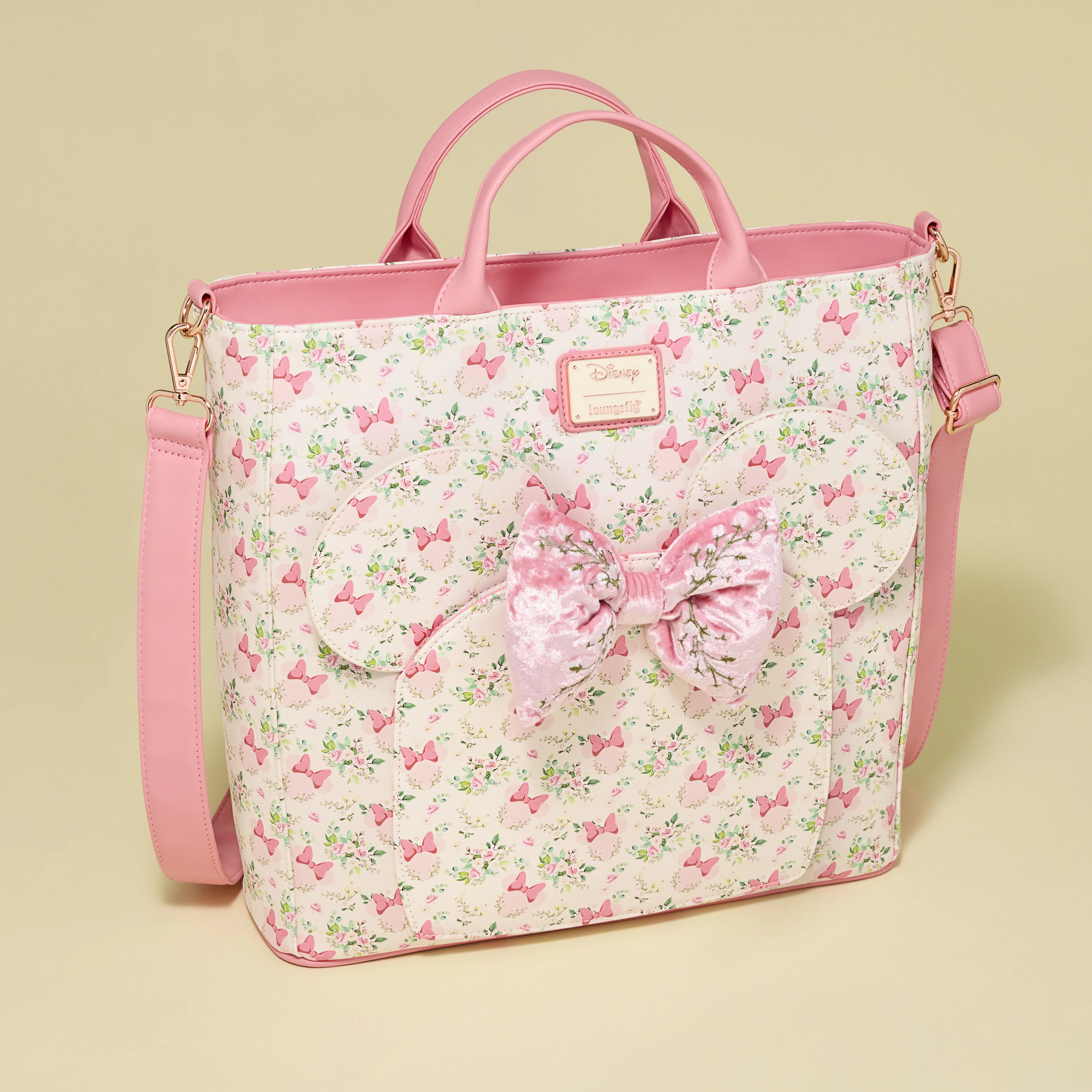 Minnie Mouse Floral All-Over Print Convertible Backpack & Tote Crossbody Bag - Image 3