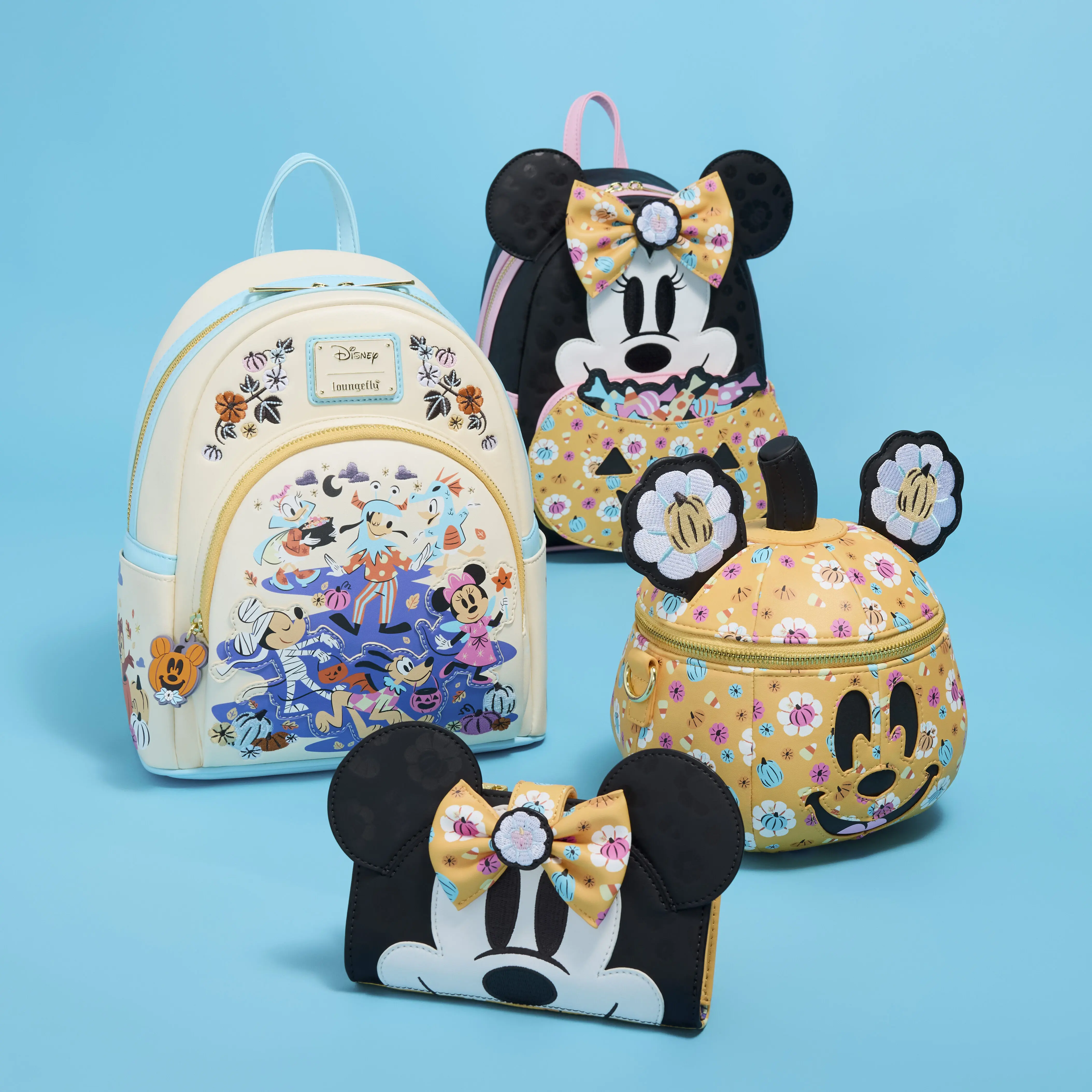 Mickey Mouse Floral Pumpkin Head Glow Figural Crossbody Bag - Image 4