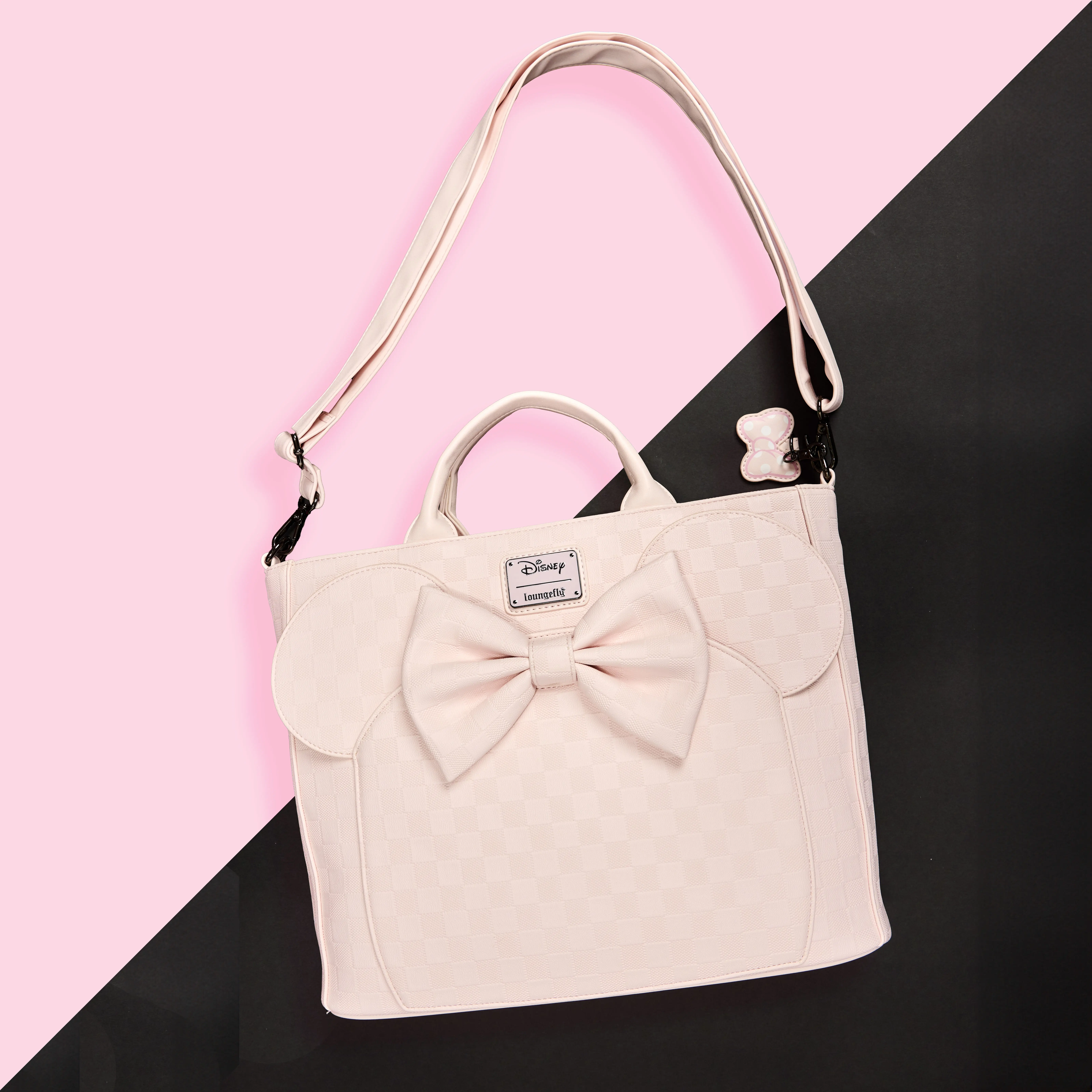 Minnie Mouse Checkered Texture Convertible Backpack & Tote Crossbody Bag - Image 2