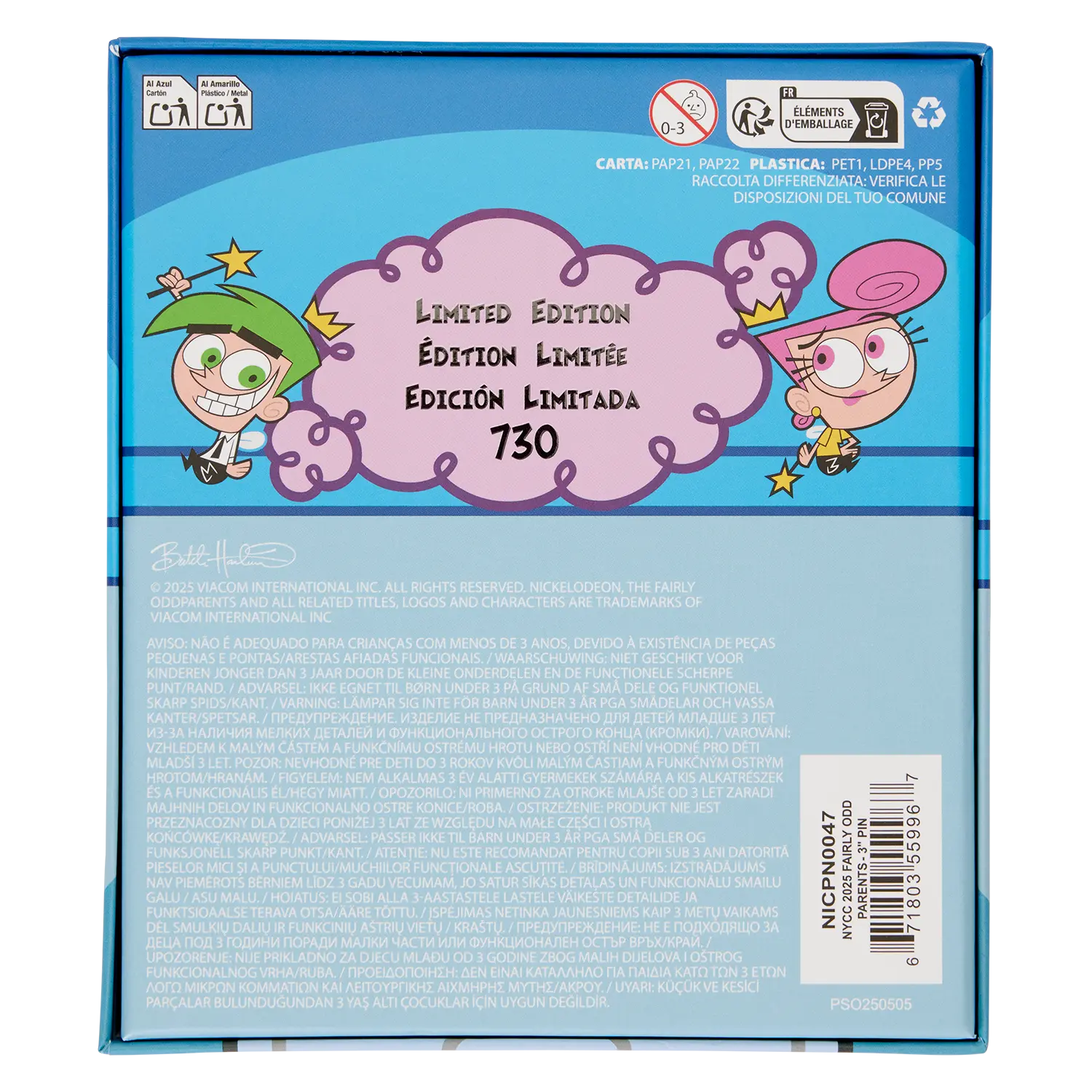 NYCC Limited Edition The Fairly OddParents Lenticular 3" Collector Box Pin - Image 7