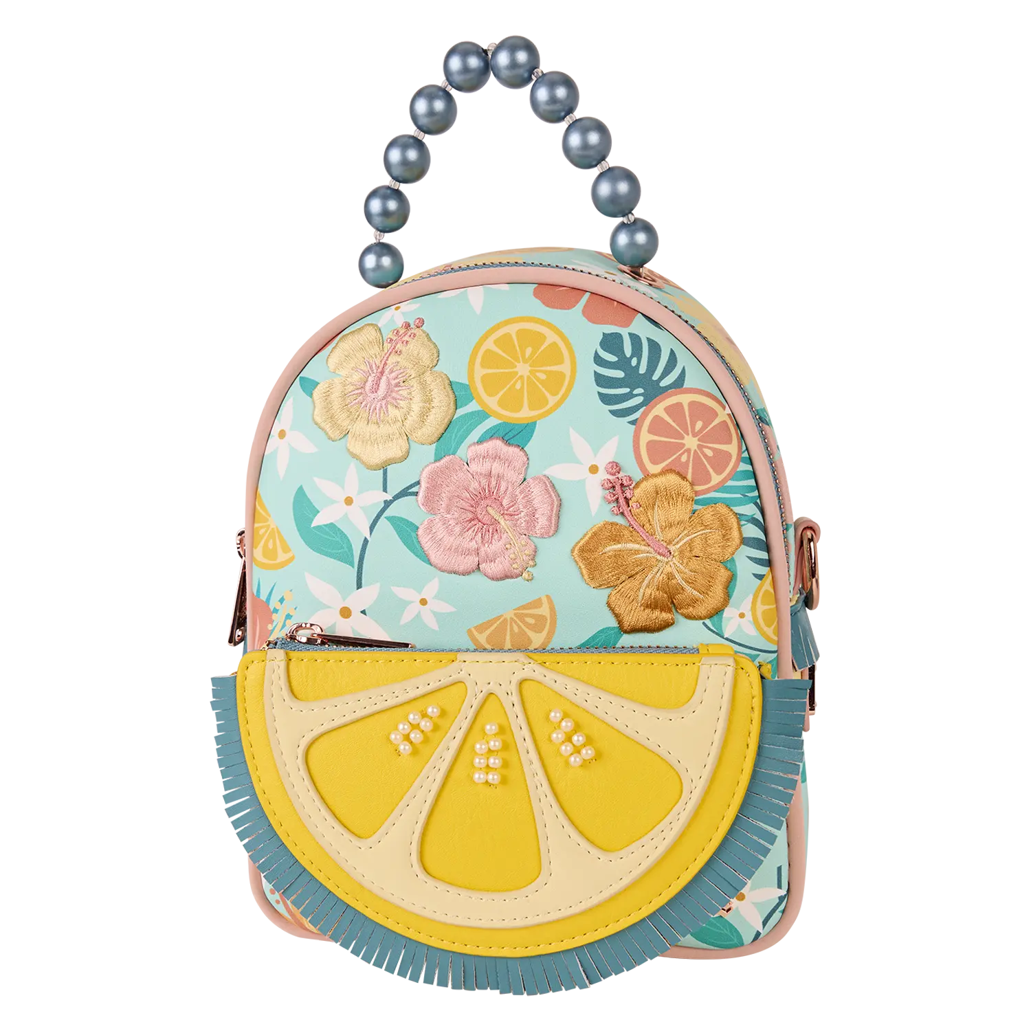 Loungefly Tropical Lemon Floral Convertible Mini Backpack & Crossbody Bag