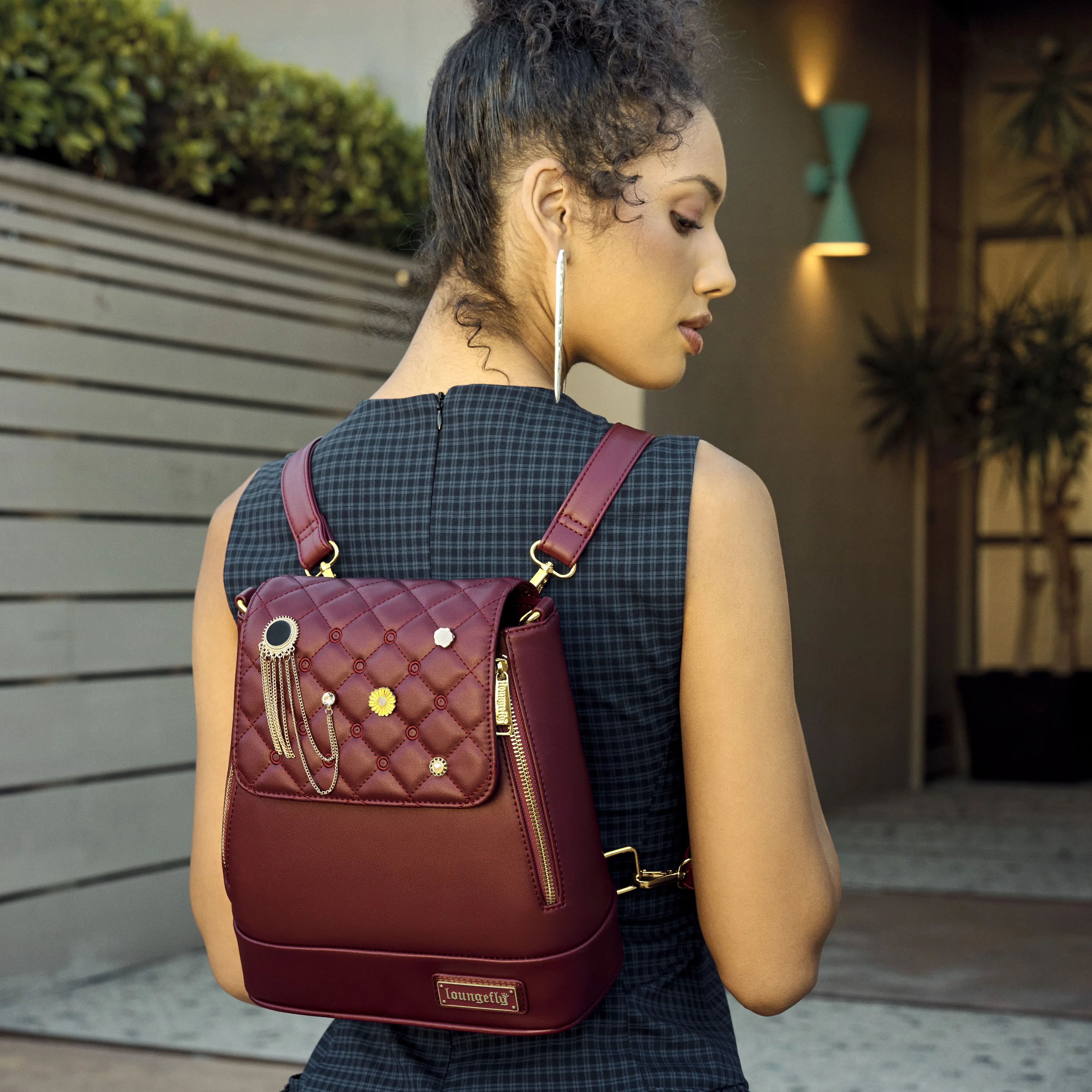 Loungefly The Lilly Red Convertible Mini Backpack & Crossbody Pin Trader Bag - Image 3
