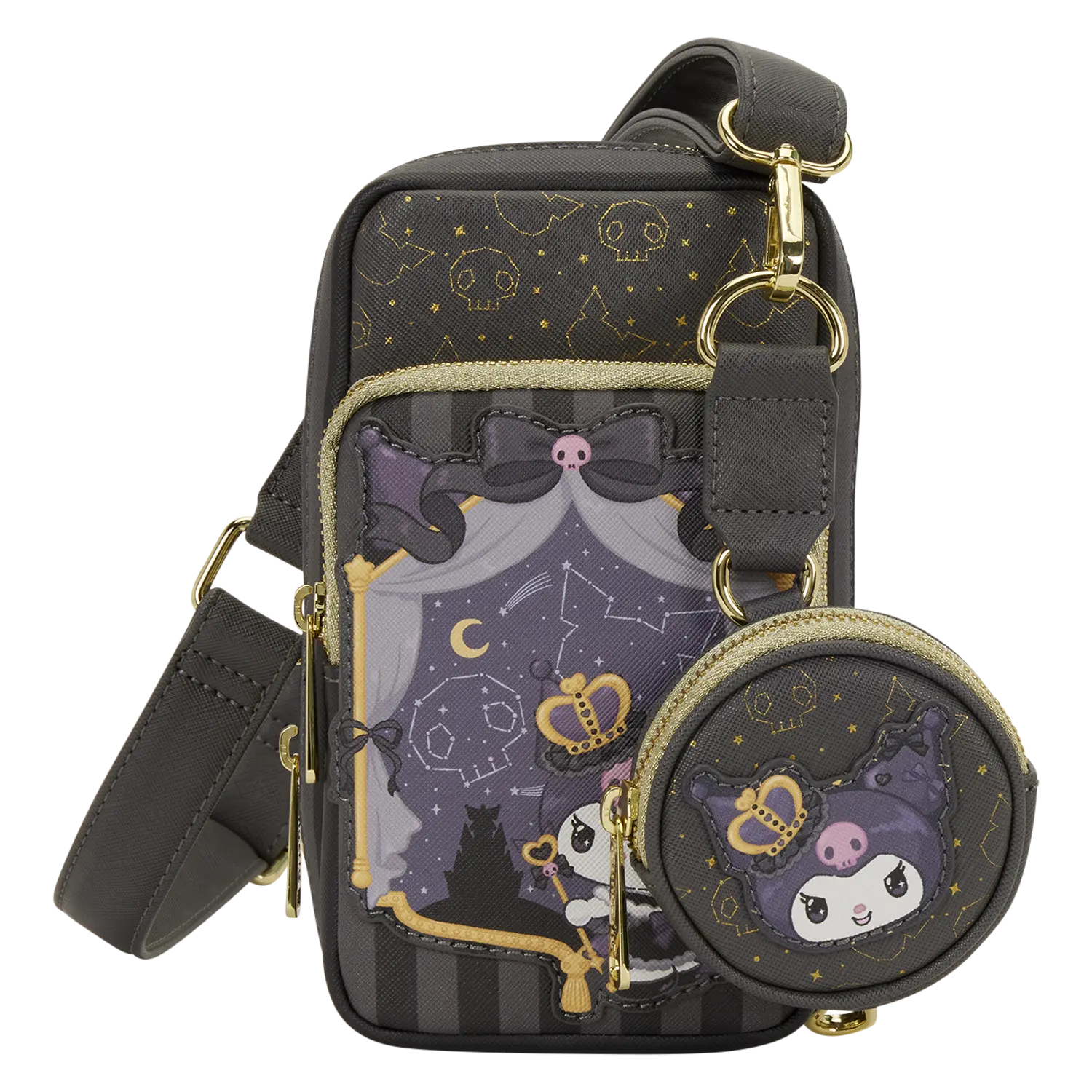 Sanrio Kuromi 20th Anniversary Cell Phone Crossbody Bag with Coin Bag - Image 7