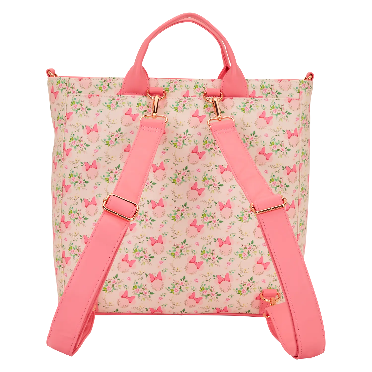 Minnie Mouse Floral All-Over Print Convertible Backpack & Tote Crossbody Bag - Image 6