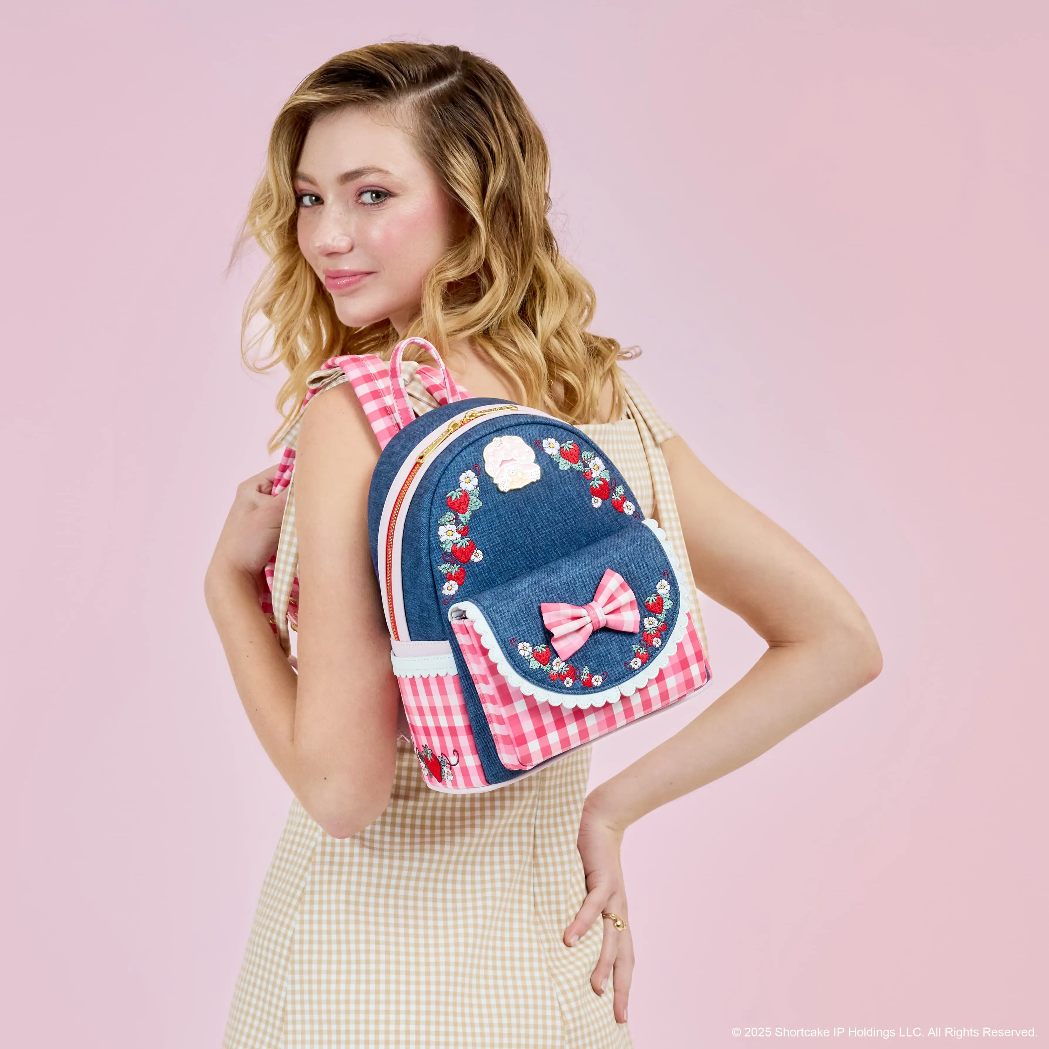 Strawberry Shortcake Denim Gingham Mini Backpack - Image 2